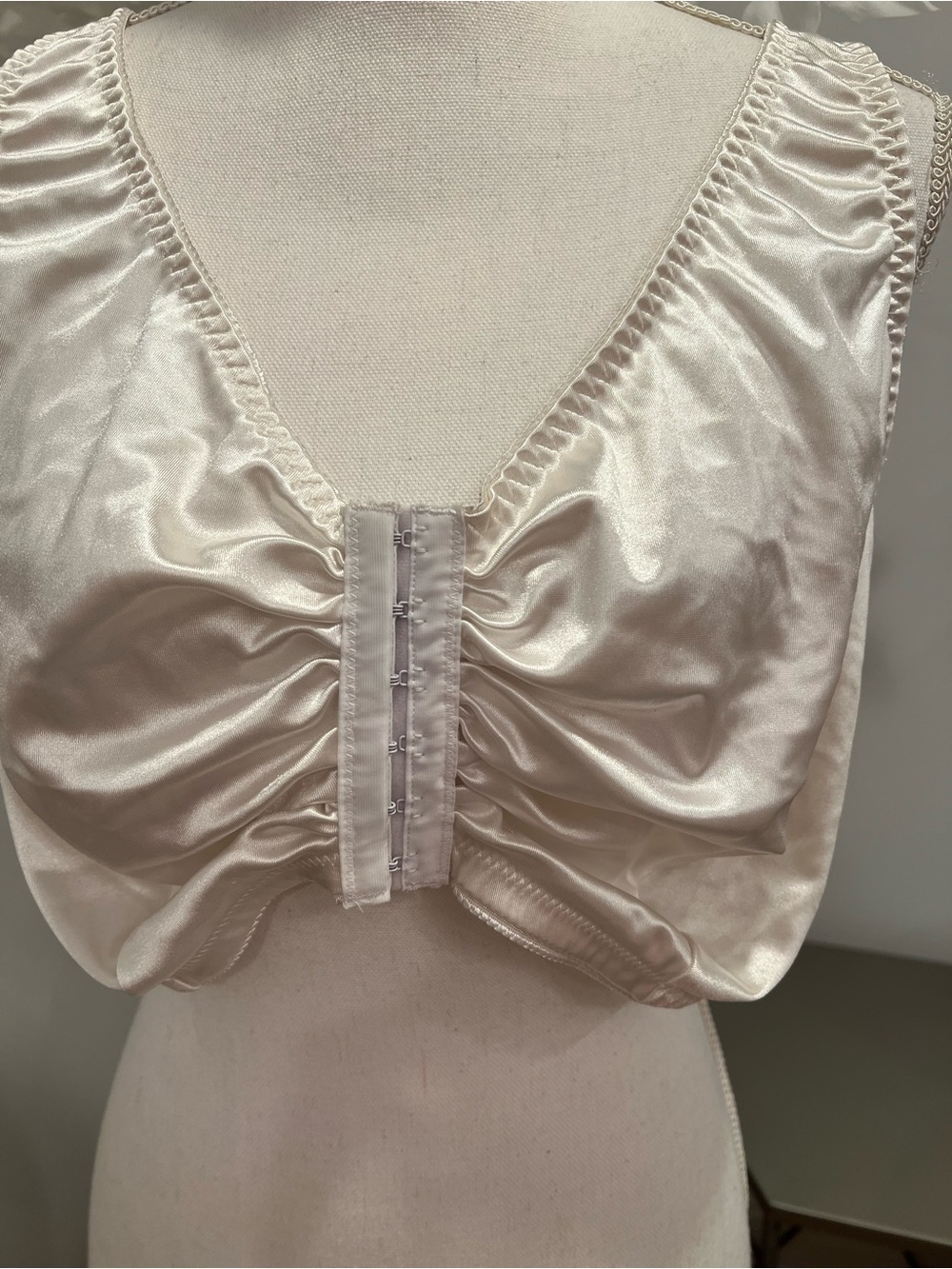Glamorise Satin Front-Hook Sleep Bra in Champagne Ivory